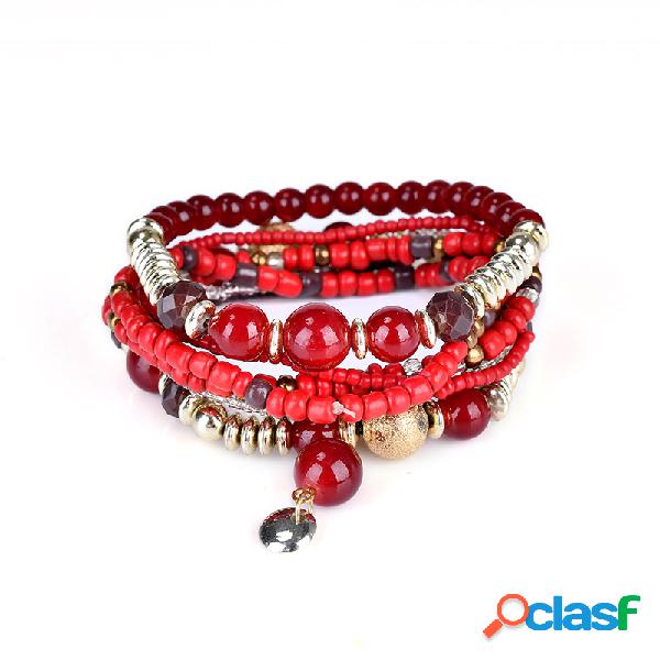 Pulseira Bohemian Mulheres Pulseira Retro Multilayer