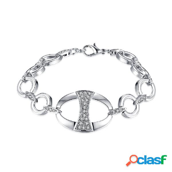 Pulseira INALIS de pulseira simples Oval Rhinestone feminino