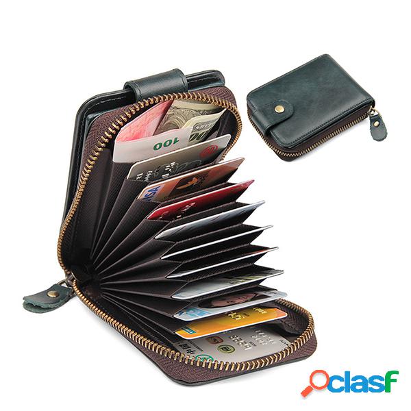 RFID Couro Genuíno 9 Slot de Cartão Wallet Vintage Soft