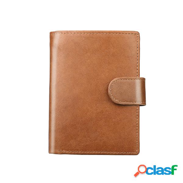 RFID Couro Genuíno Retro Tri-fold 16 Card Slot carteira