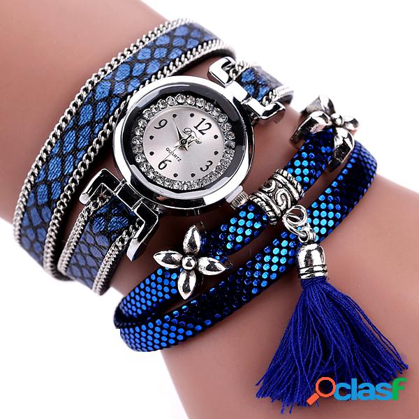Relógio Moderno de Quartzo Pulseira Multicamada Modelo de