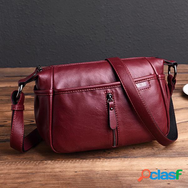 Retro Soft Sacos de ombro de couro falso Crossbody Bolsas