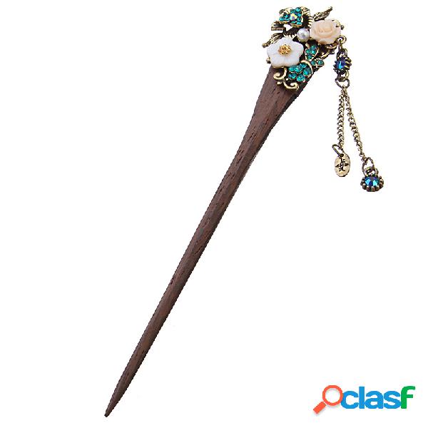 Retro Tassel Hairpin Vintage Rhinestone Flower Hair