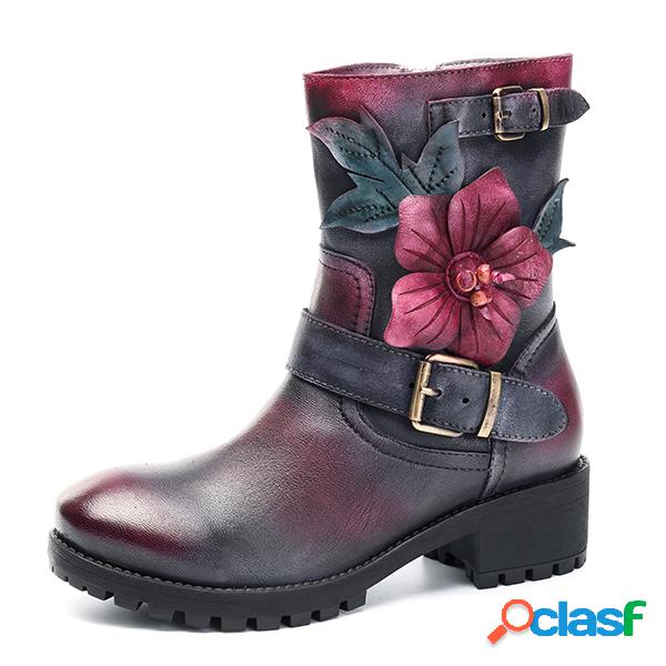 SOCOFY Sooo Comfy Handmade Flower Buckle Ankle Chuteiras de