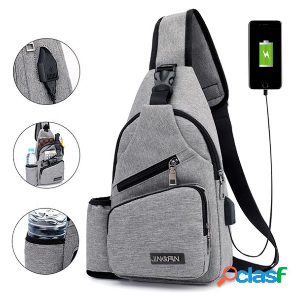 Saco A Tiracolo De Grande Capacidade Casual USB Porta De