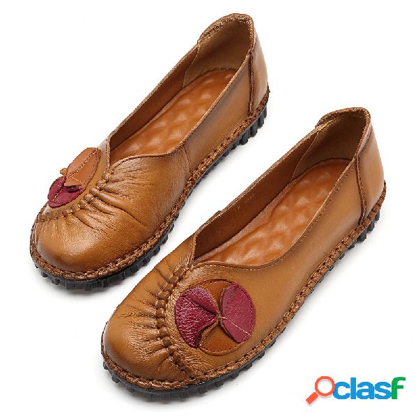 Sapatos Flats Comfy Sapatos De Couro Genuíno Das Mulheres