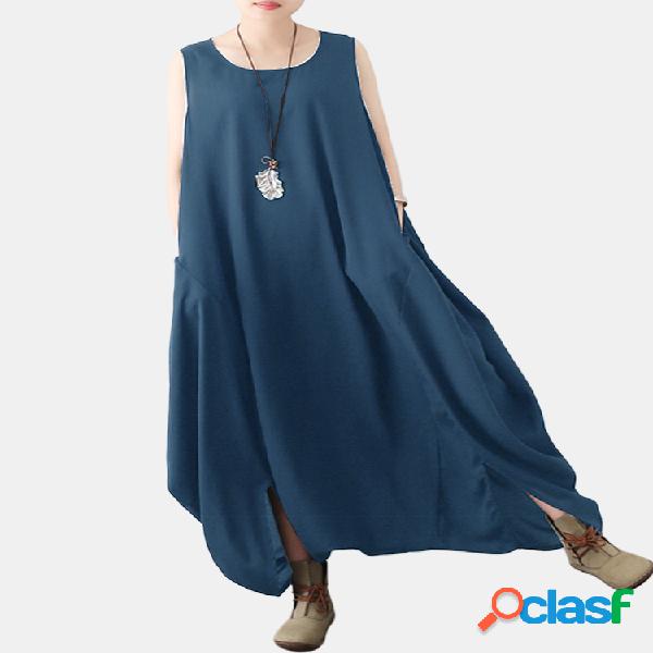 Sem mangas irregulares Loose Back Zipper Baggy Casual