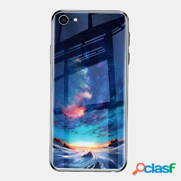 Sky vidro temperado pintado Tpu Soft iPhone Phone Caso