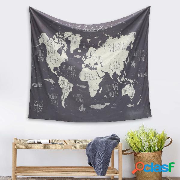 Sociedade 6 The World Map Wall Tapestry Medium 59 "x 51"
