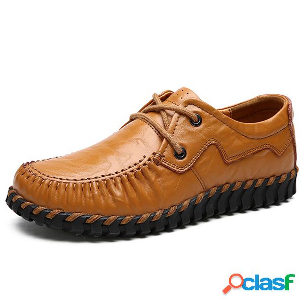 Stiching Lace Up Casual Sapatos Baixos Para As Mulheres