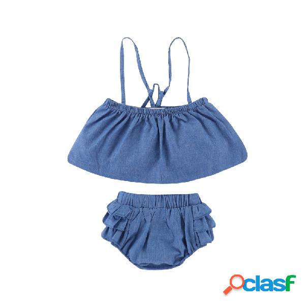 Summer Cute Girl Denim Clothes Conjunto para 0-24M