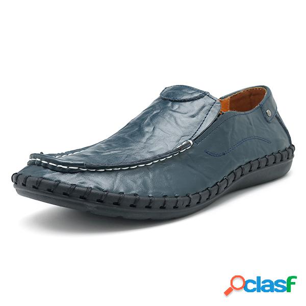Tamanho Grande Men Hand Stitching Soft Slip Ons Casual