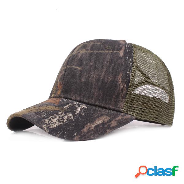Verão dos homens Respirável Ajustável Mesh Hat Camuflagem
