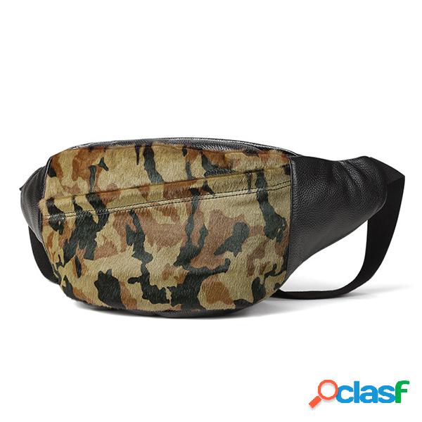 Vintage Couro Genuíno Sling Camuflagem Bolsa Cintura Bolsa