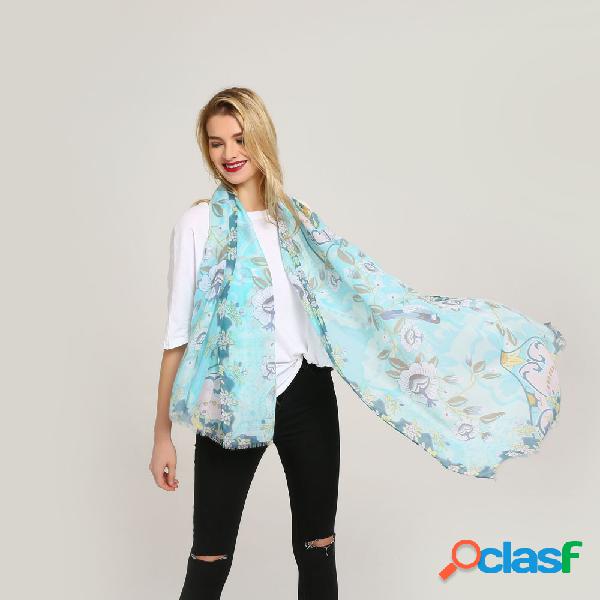 Womens Summer Cotton Cachecóis de impressão chinesa