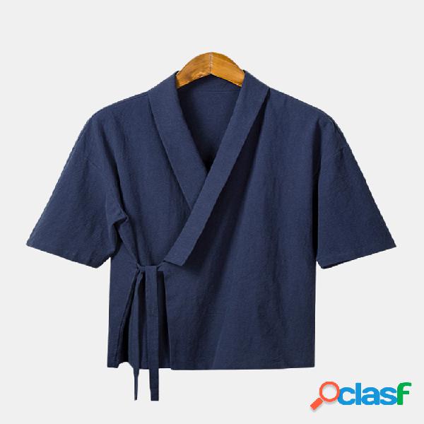Étnicas de estilo chinês Tang retro cordão camisas para