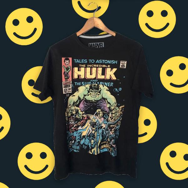 Camiseta preta quadrinhos Hulk