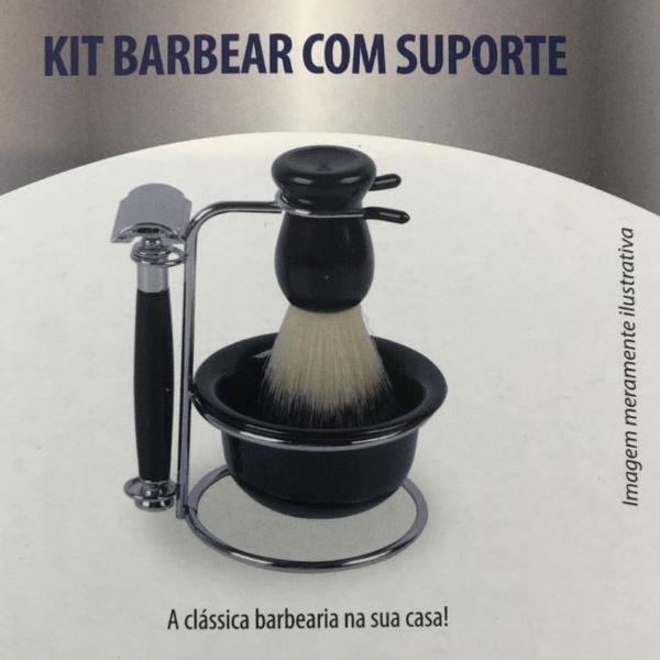 Kit barbear vintage com suporte, pincel e aparelho de