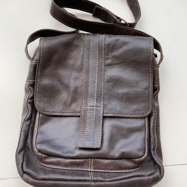 bolsa couro masculina transversal pelli brasil marrom