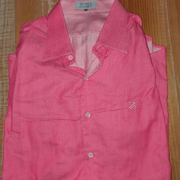 camisa social rosa Ricardo Almeida Slim