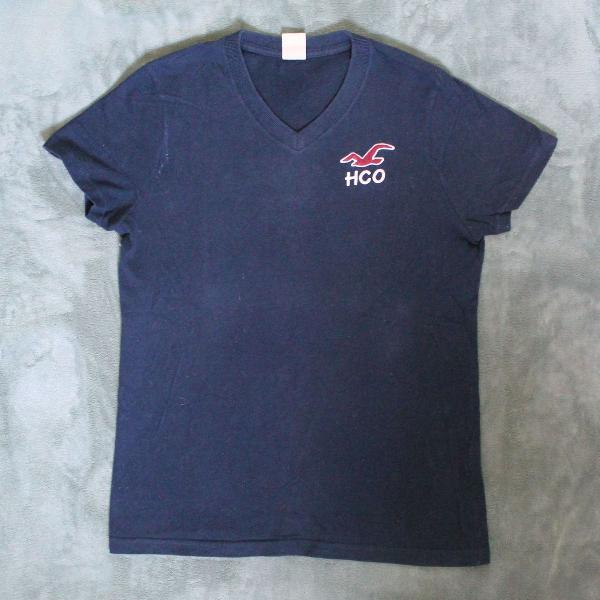 camiseta hollister azul gola v