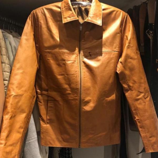 jaqueta couro argentino legítimo marron masculina luxo