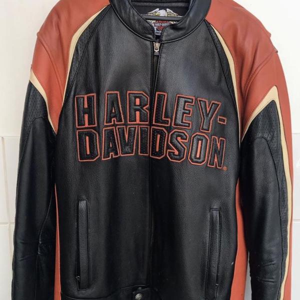 jaqueta de couro harley masculina, tamanho xg! comprada nos