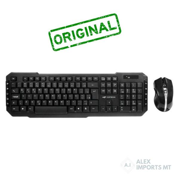 kit teclado + mouse sem fio c3tech k-w40bk 1600dpi preto