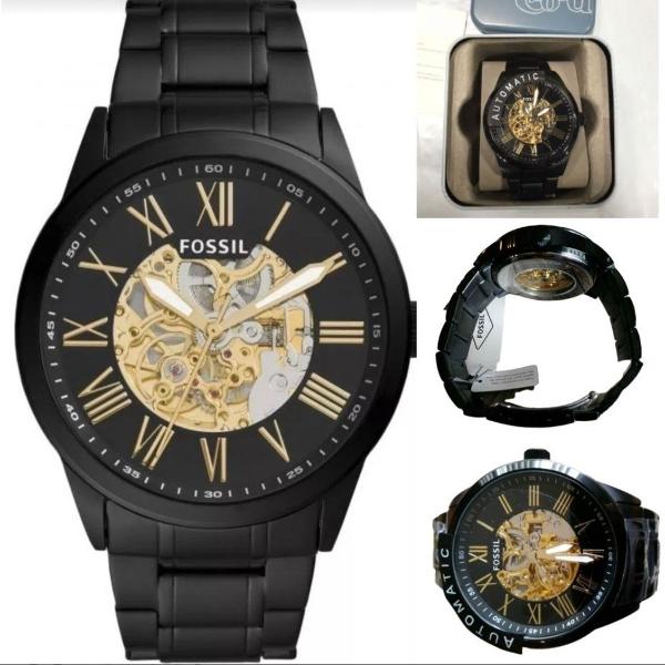 relógio fossil masculino preto automático bq2092 original