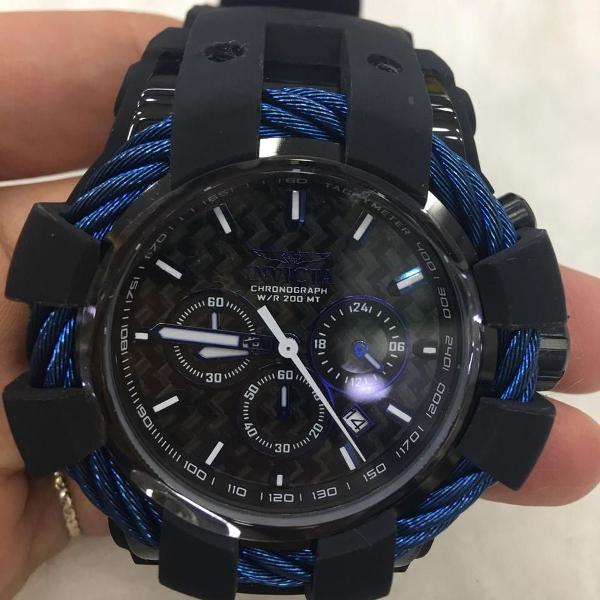 relógio invicta bolt sport preto e azul masculino 23868