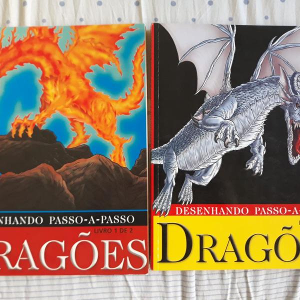 Conjunto com 2 livros "Desenhando passo a passo: Dragões"