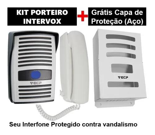 Kit Interfone Porteiro Eletrônico Ecp + Capa Aço