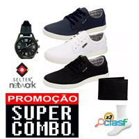 Tênis Masculino COMBO ! Relógio De Pulso Com Meias e