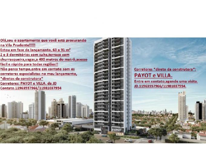 VL. Prudente.Lançamento.63 a 91 m².Perto do Metrô.!!!!