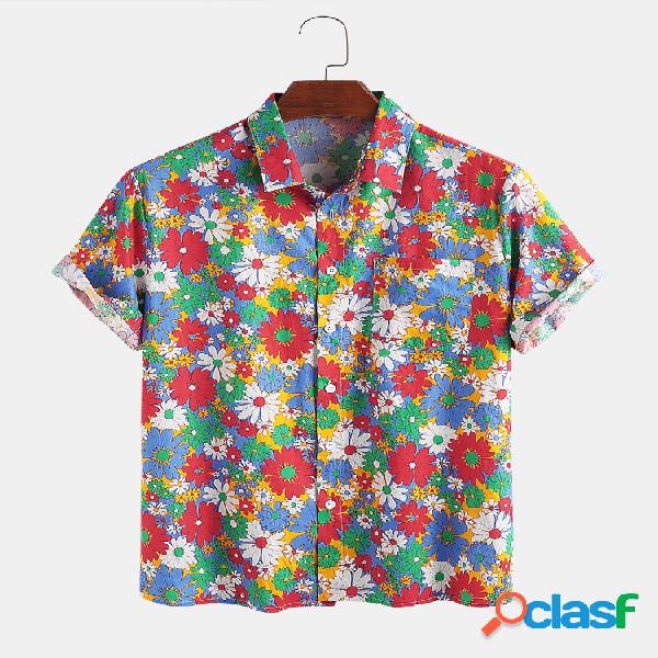 100% Algodão Colorful Margarida Impresso Lapela Feriado