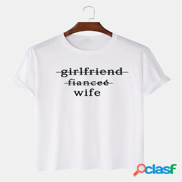 100% algodão divertido slogan impresso casual t-shirt