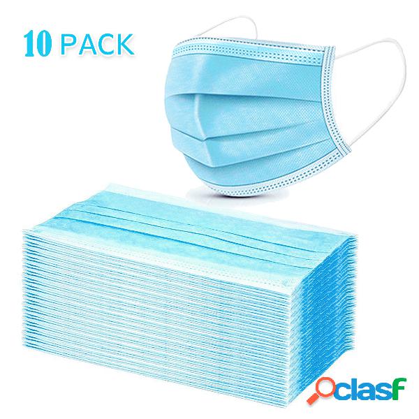 10PCS Máscaras descartáveis 3 camadas de filtro não