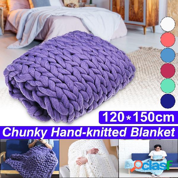 120 * 150 cm Soft Cobertor de malha robusta de mão quente