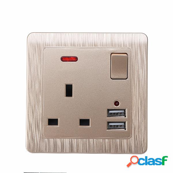 13A Reino Unido Plugue Tomada de Energia Tomada Dupla USB