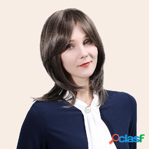 16 polegadas Marrom Respirabilidade Natural Humano Cabelo