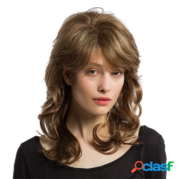 20 polegadas médio longo encaracolado Peruca moda natural