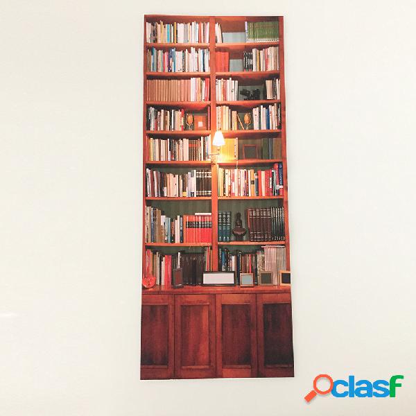 200X77CM 3D Retro Bookcase PVC Auto-adesivo Porta Wall