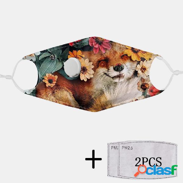2pcs PM2.5 máscaras não descartáveis de raposa de filtro