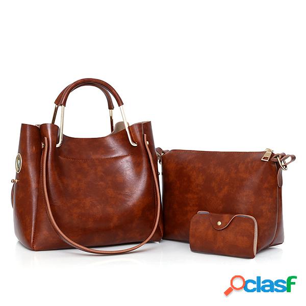 3 PEÇAS Bolsa de Ombro Retro Feminina