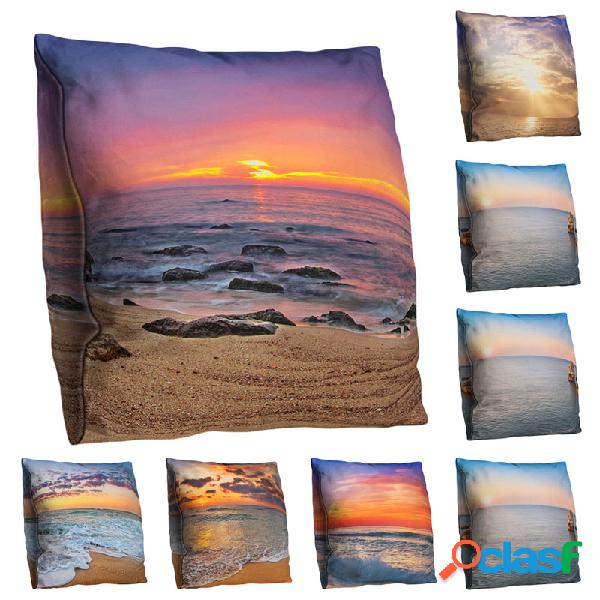 3D Oceano Frente E Verso Praia Pôr Do Sol Impresso Arte