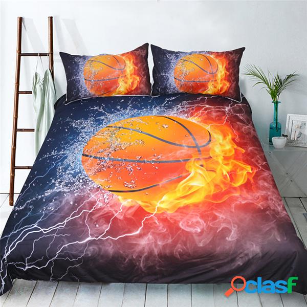 3D Unique Basketball Fire Printed Duvet Cover Set Boy Kid