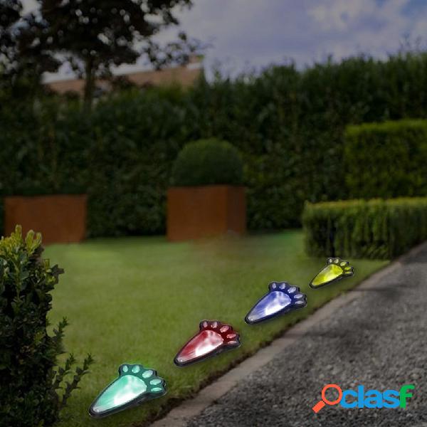 4 In1 Solar Powered LED Cachorro Paw Print Lights Jardim