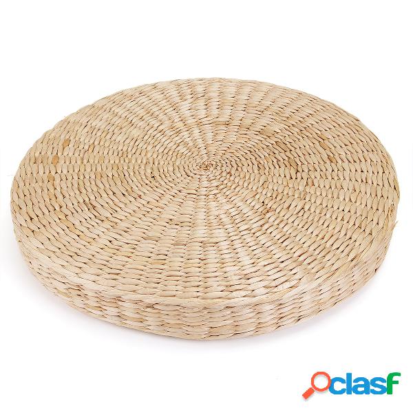45 x 6 cm de Espessura Redonda Pufe Tatami Palha Natural