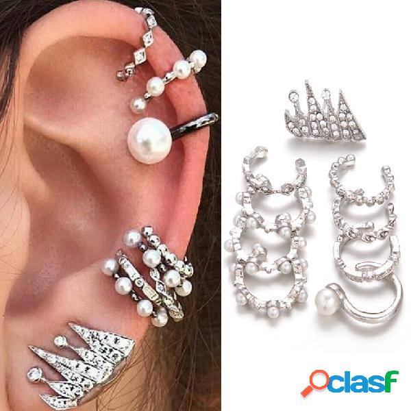 9 Peças/Conjunto Brincos de Pérola Punk Feminino