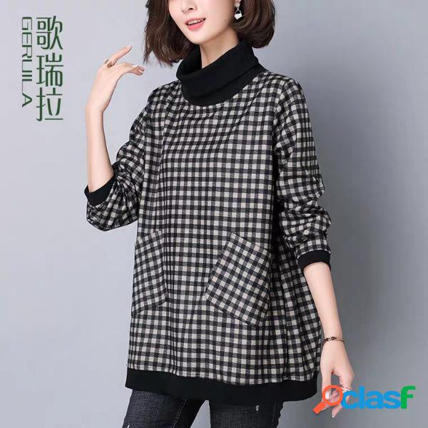 9605 Fundo de mangas compridas Camisa Seção longa feminina